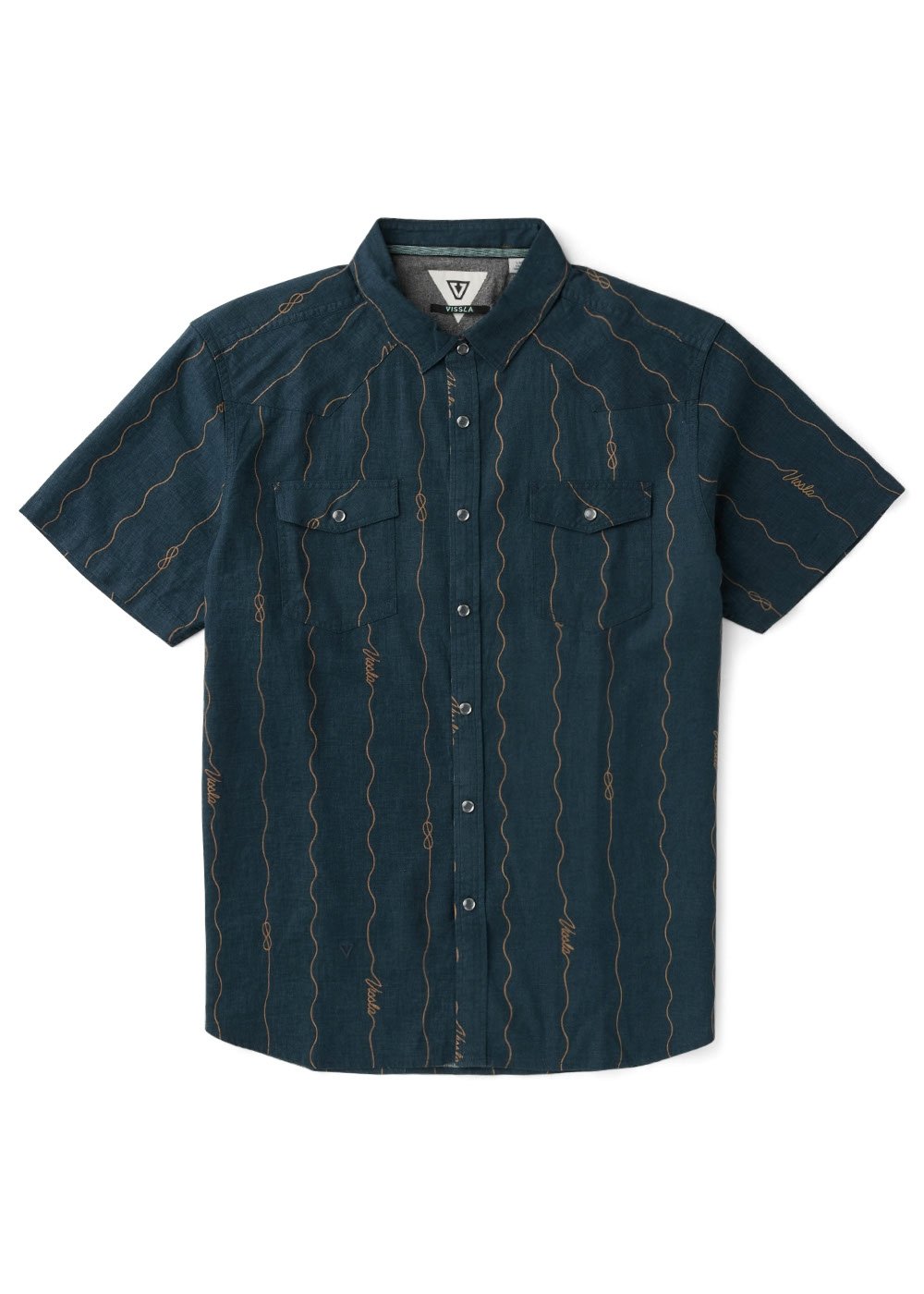 Men's Short Sleeve Shirt - Round Up Linen Midnight | Vissla