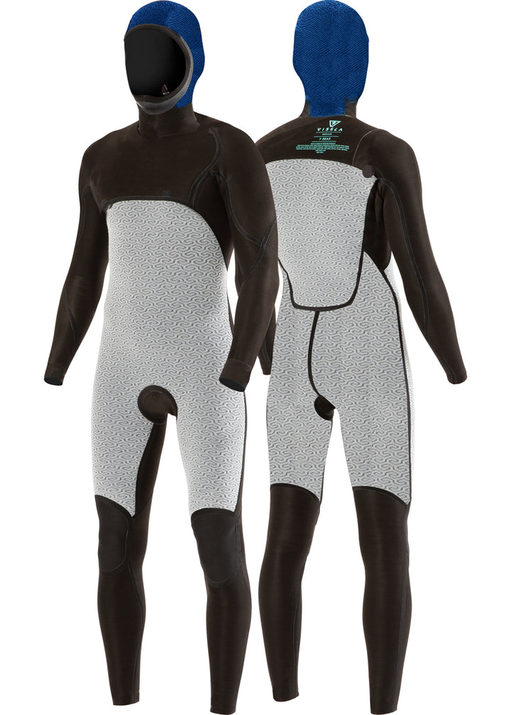 Vissla Phantom 7 Seas Boys 5-4-3 Full Hooded Chest Zip Wetsuit. Front and Back Inside View.