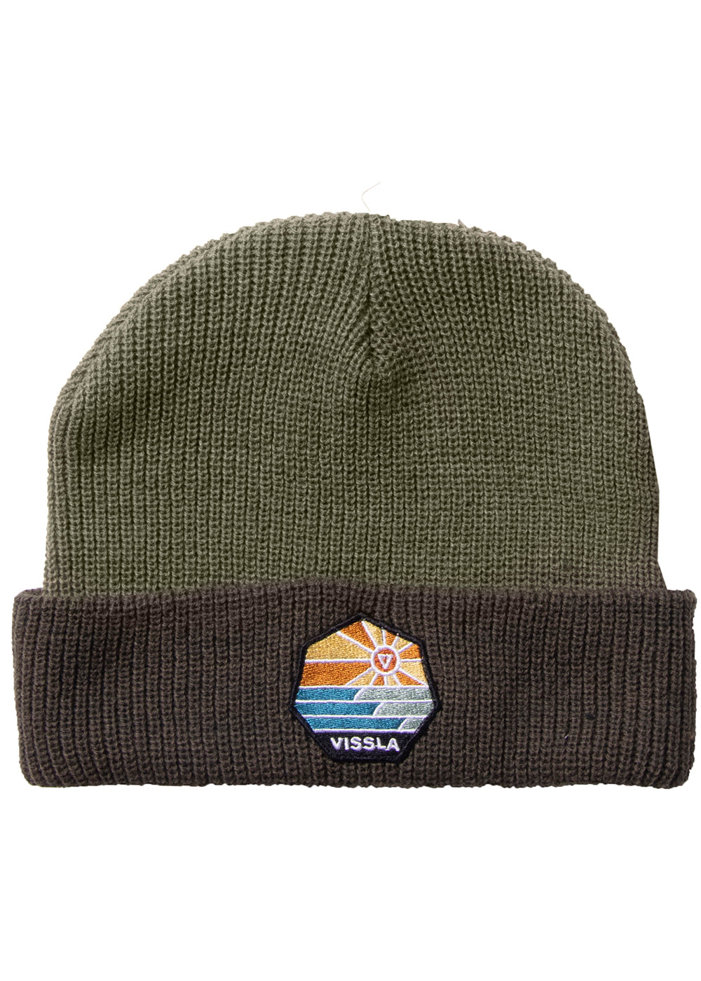 Vissla Solid Sets Eco Beanie in Surplus with Front Patch