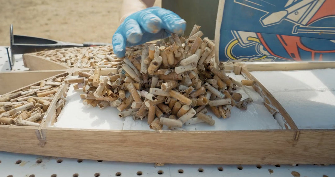 Vissla ocean mindfulness and stewardship - cigarette butt cleanup and surfing