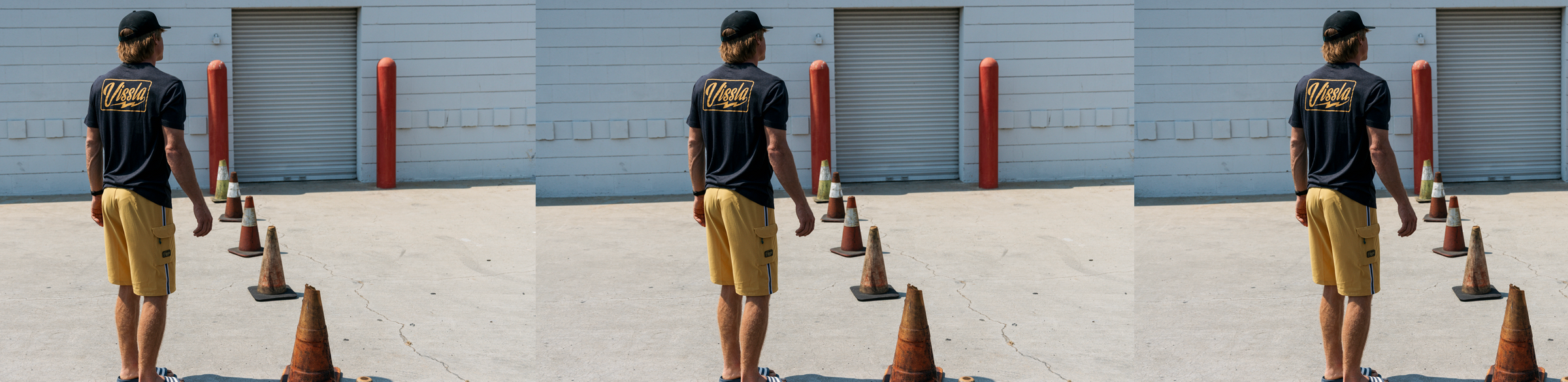 Photo of surfer Eric Geiselmanin a Vissla Comp Lite Dri Release Tee