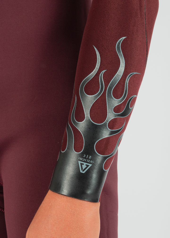 High Seas Boys Fire 3-2 Full Chest Zip Wetsuit