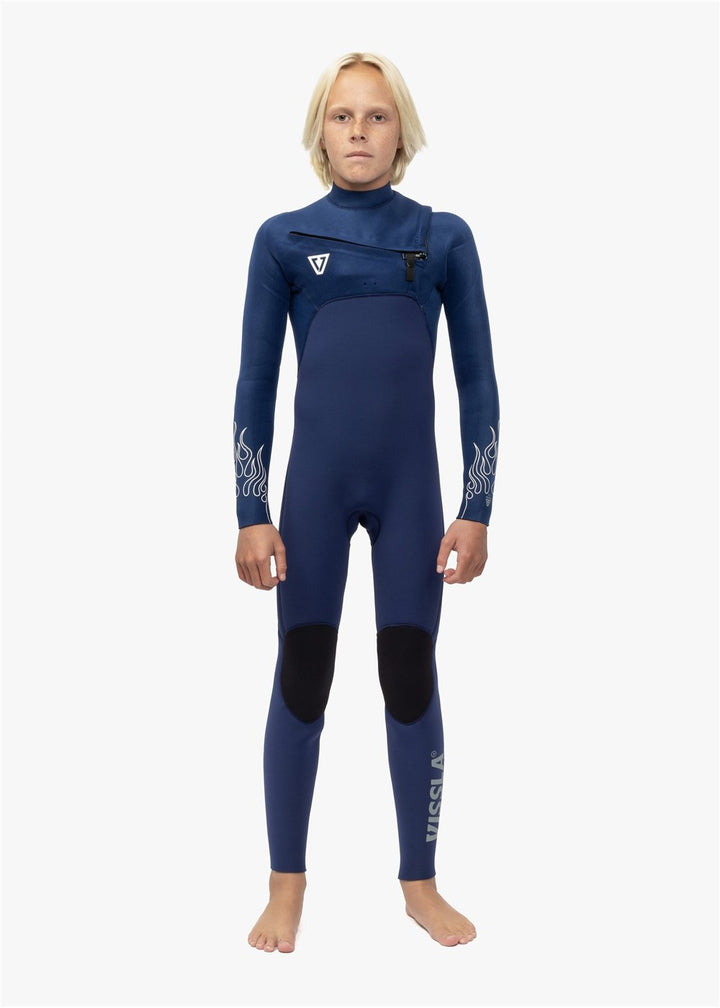 High Seas Boys Fire 3-2 Full Chest Zip Wetsuit