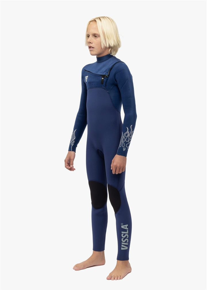 High Seas Boys Fire 3-2 Full Chest Zip Wetsuit