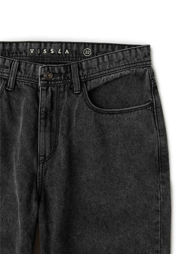 Vissla Let Loose 5 Pkt Jean 17" Leg Opening in Washed Black, view 3