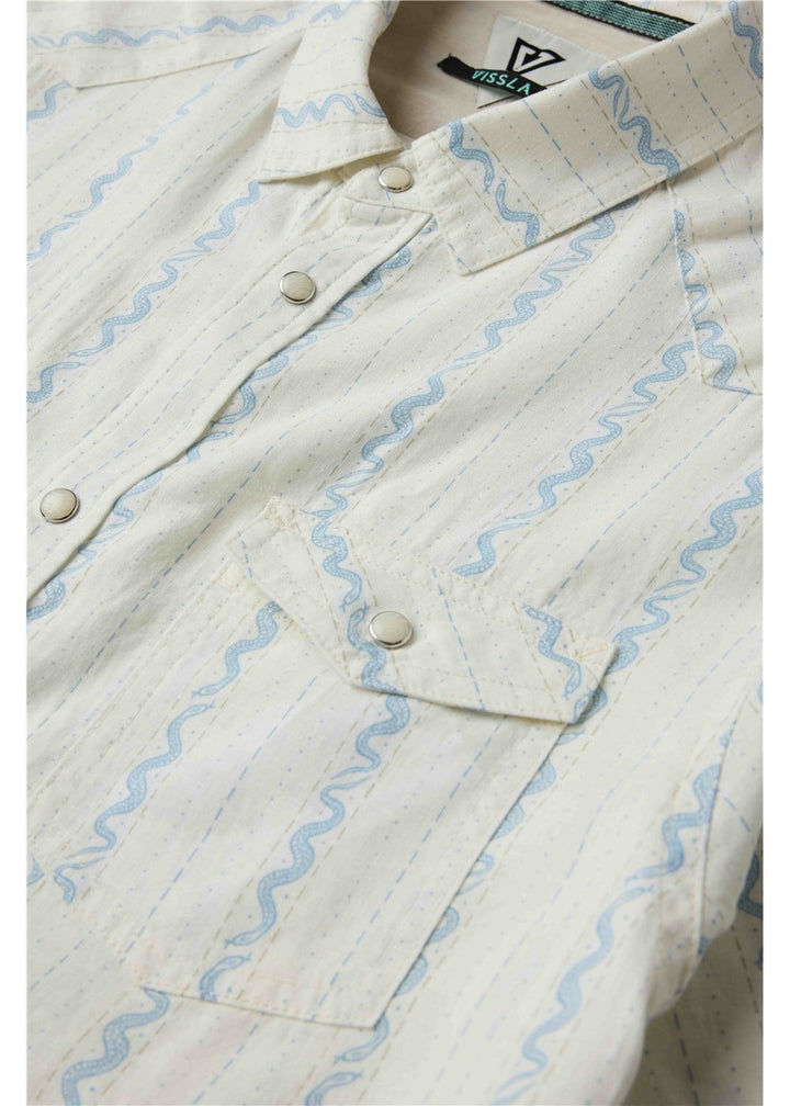 Vissla Slither Linen Eco SS Shirt in Vintage White, view 2