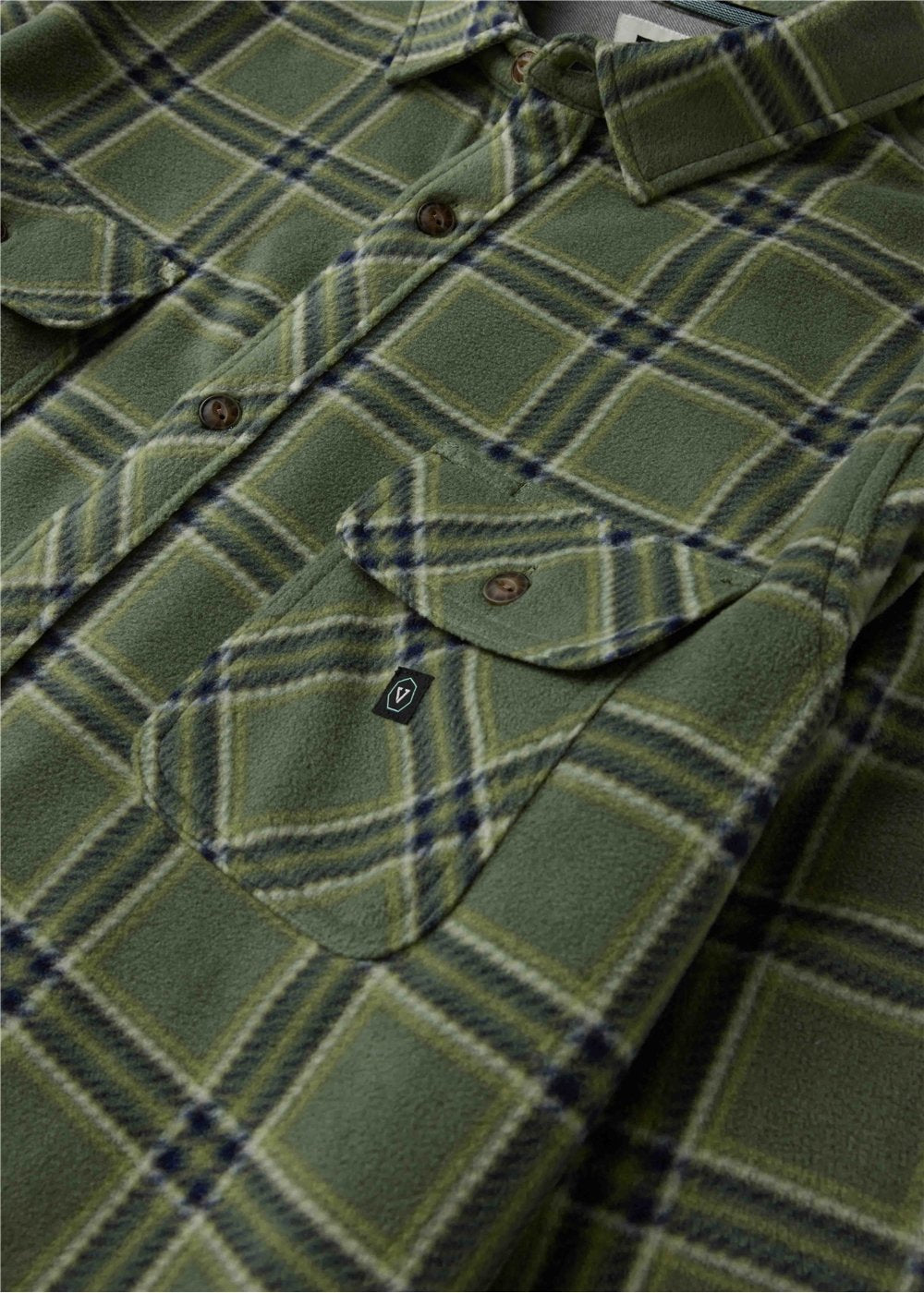 Vissla Eco-Zy Polar Flannel in Dark Olive Heather, view 2