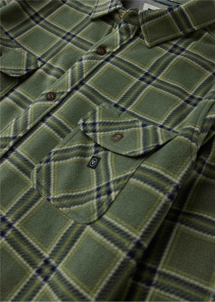 Vissla Eco-Zy Polar Flannel in Dark Olive Heather, view 2