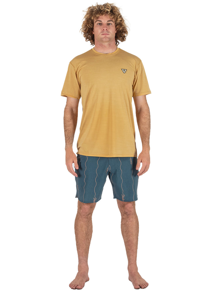 サルセ－ションウェアsalsation Vissla Rash Guard Twisted Eco Short Sleeve Sun Shirt Golden