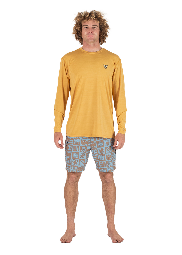 Men's Long Sleeve Sun Shirt - Twisted Eco Golden Heather | Vissla