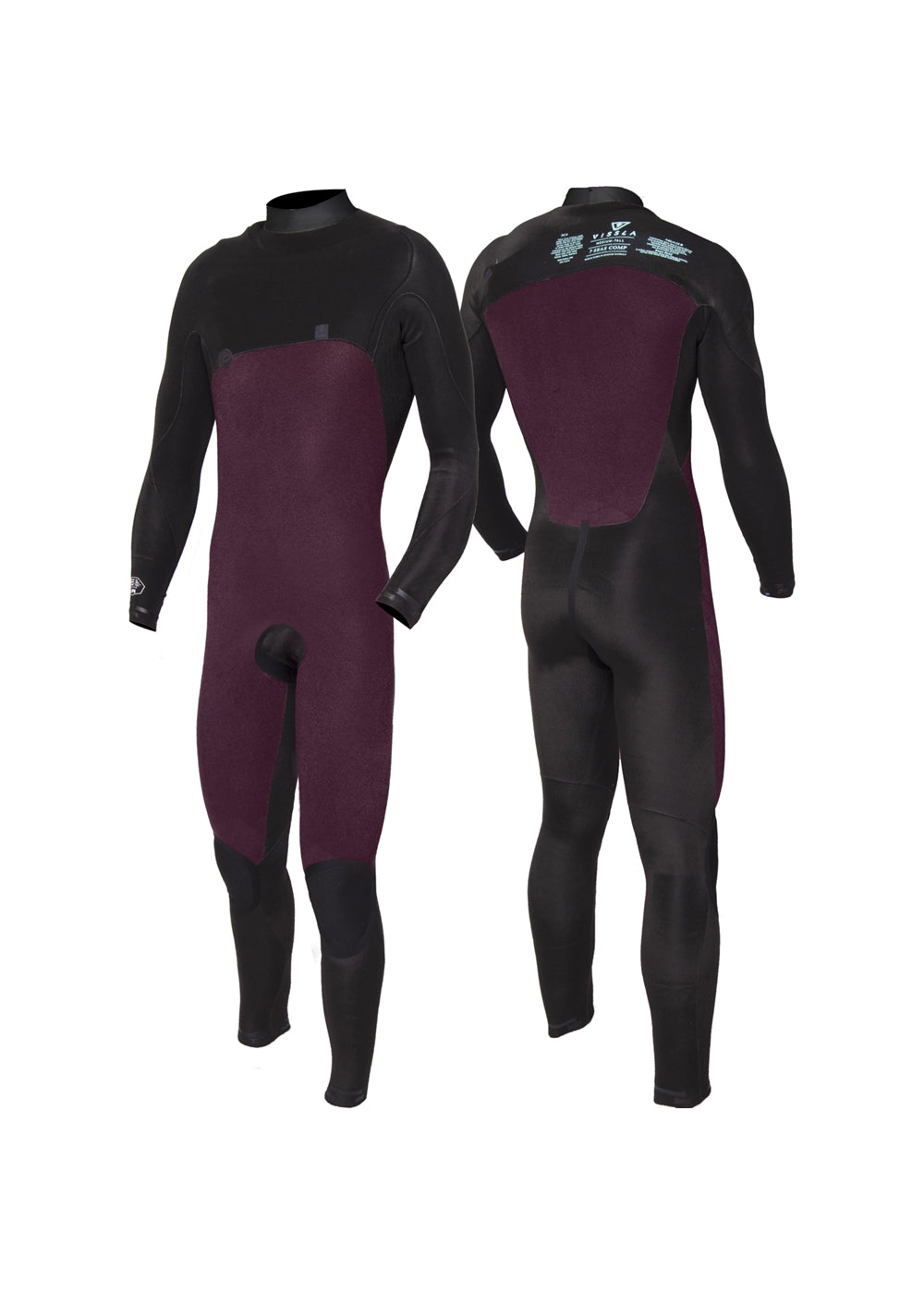 サーフィン・ボディボード VISSLA 7 Seas Comp Vissla Mens Wetsuit Seven Seas Comp 4-3 Full Chest Zip