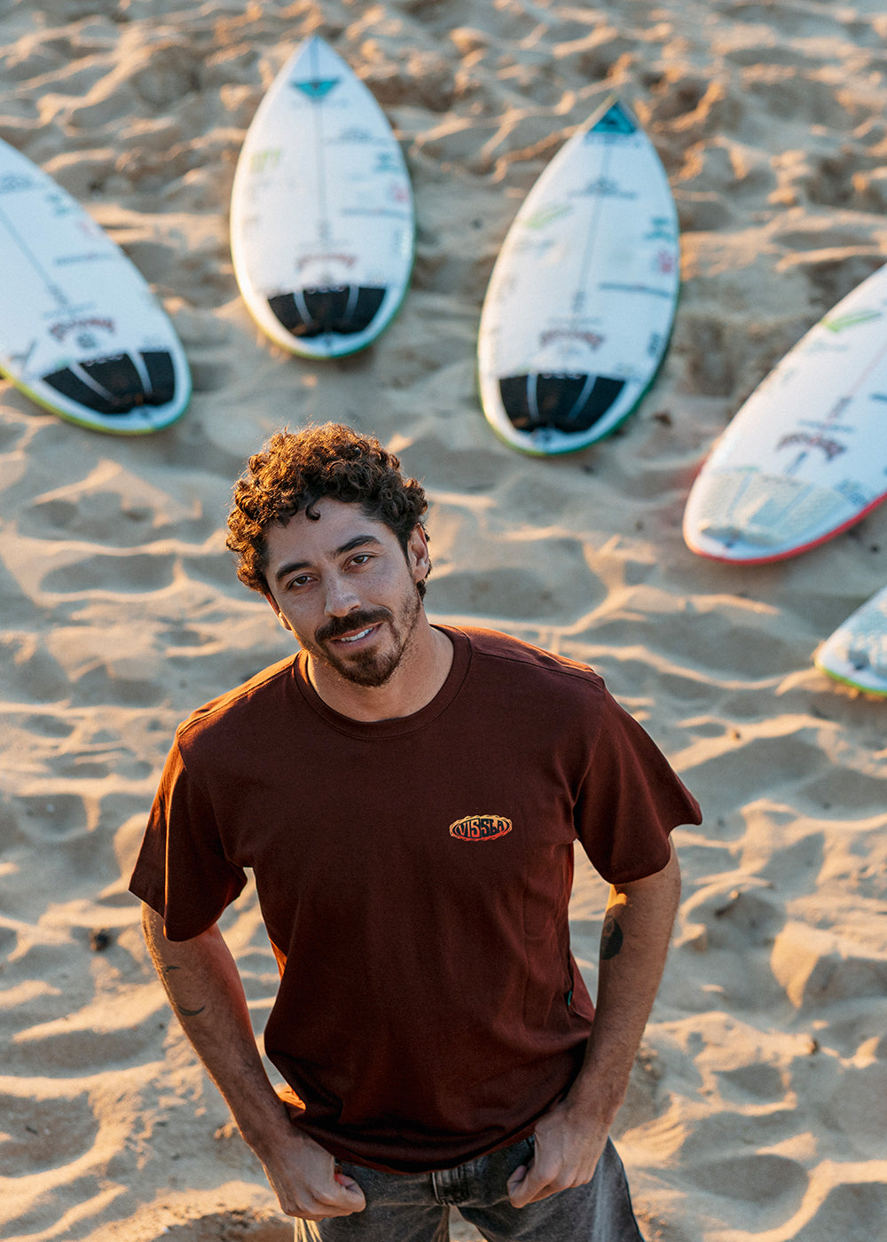Vissla Meltdown Oversized Heavy Organic Tee in Brick, view 3