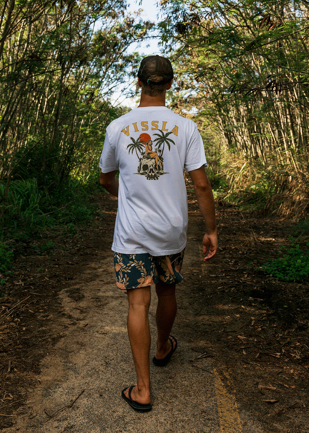 Vissla Skull Saloon Organic Tee in White, view 3