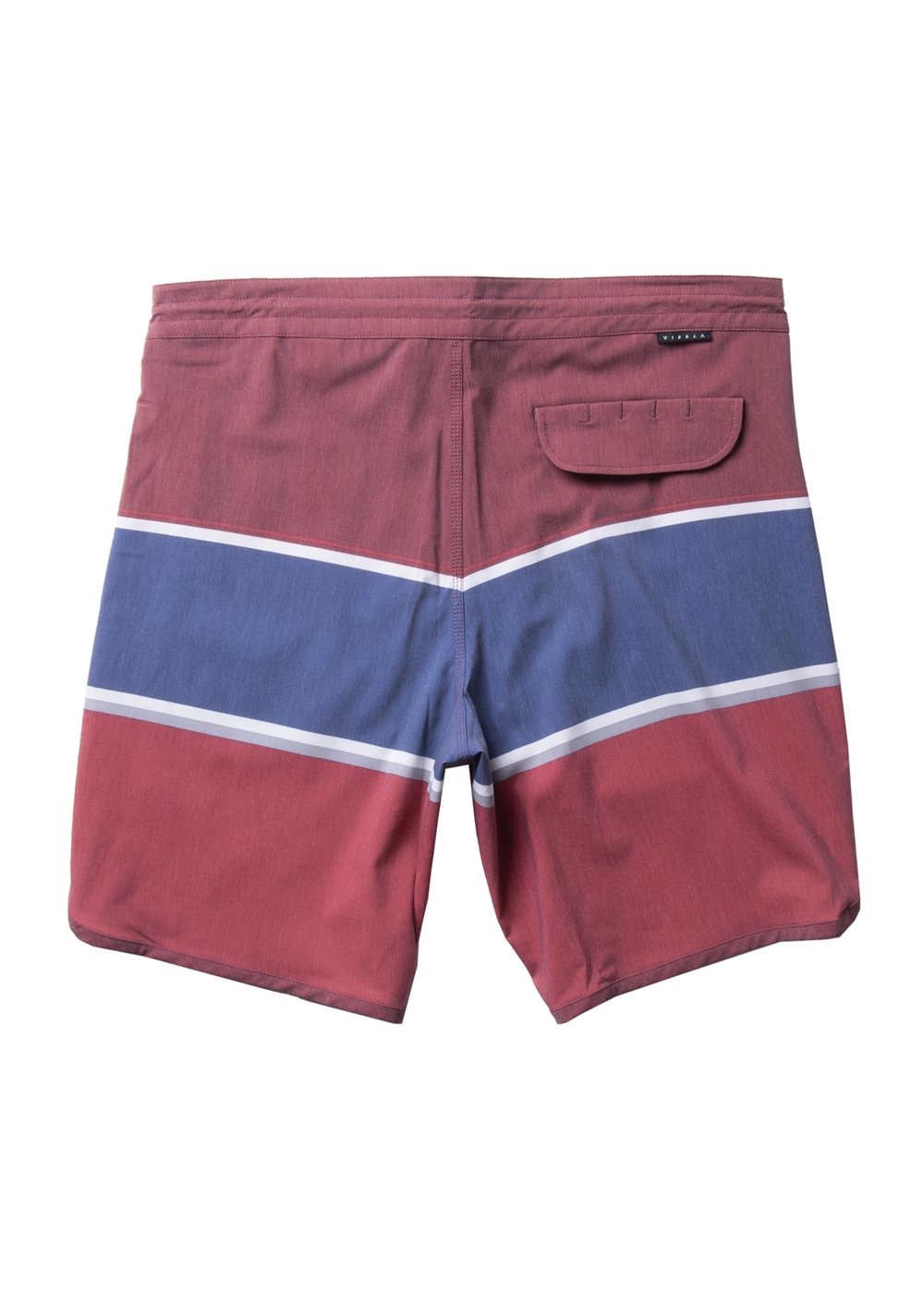 Vissla Blood 17" The Point Boys Boardshort Back View. Multi Color with Patch.