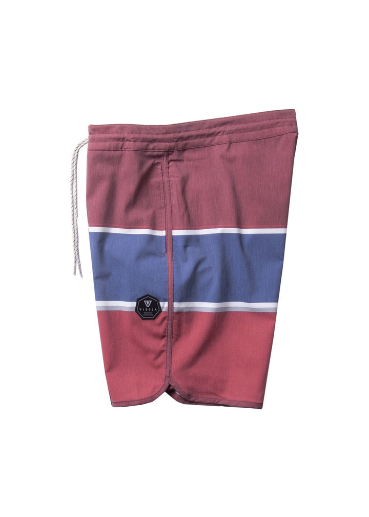 Vissla Blood 17" The Point Boys Boardshort Side View. Multi Color with Patch.