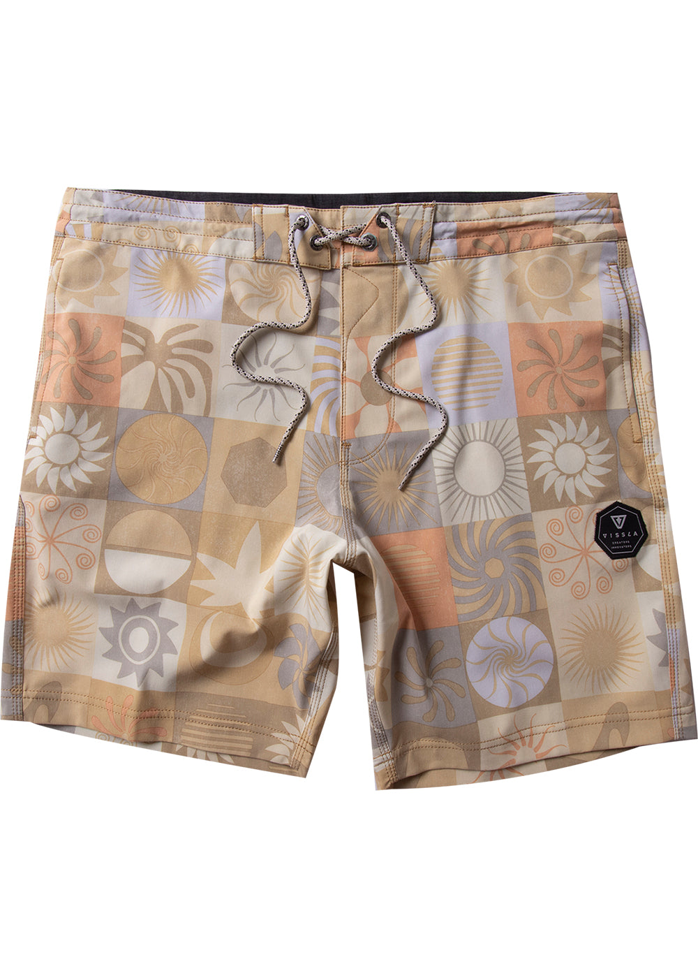 Vissla Gold Coral Sun Dialed 17" Boys Boardshort Front View 