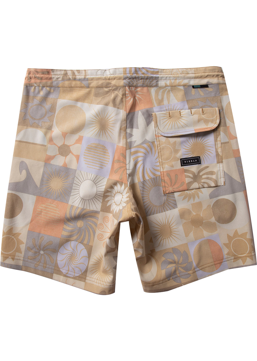 Vissla Gold Coral Sun Dialed 17" Boys Boardshort Back View