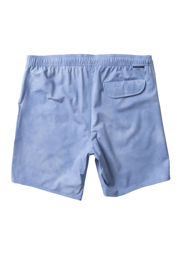 Vissla Blue Wash 16" Solid Sets Boys Ecolastic Boardshort Back View. Solid Color with Patch.
