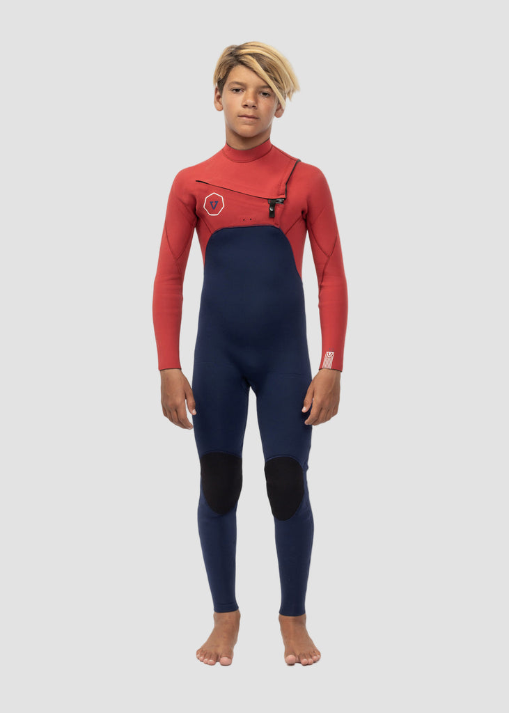 Boys' 3/2mm Wetsuit - 7 Seas Chest Zip Rusty Red | Vissla – Vissla com