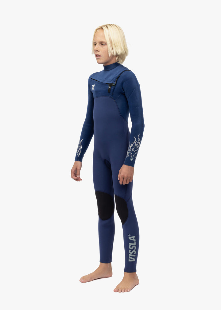 High Seas Boys Fire 4-3 Full Chest Zip Wetsuit