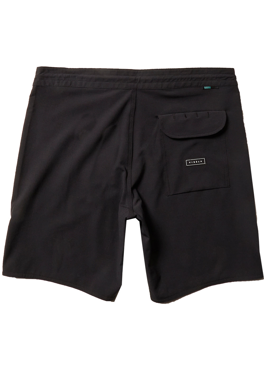 Vissla Black Solid Sets 18.5" Boardshort. Solid Color with Patch Back View.
