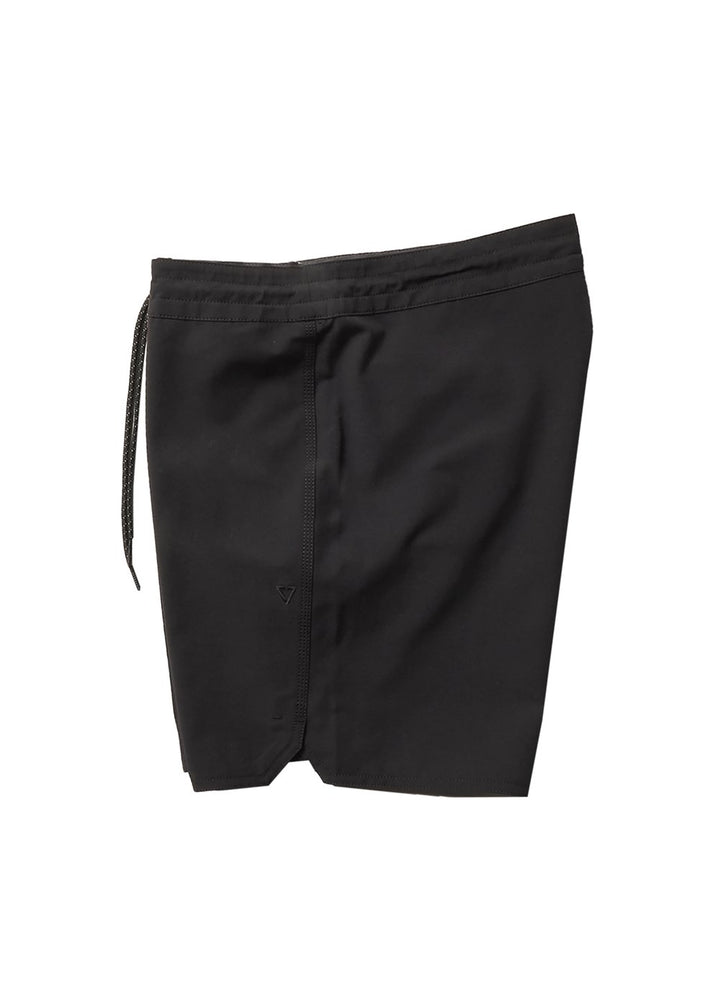 Vissla Black 16.5" Short Sets Boardshort Side View. Solid Color with Patch.