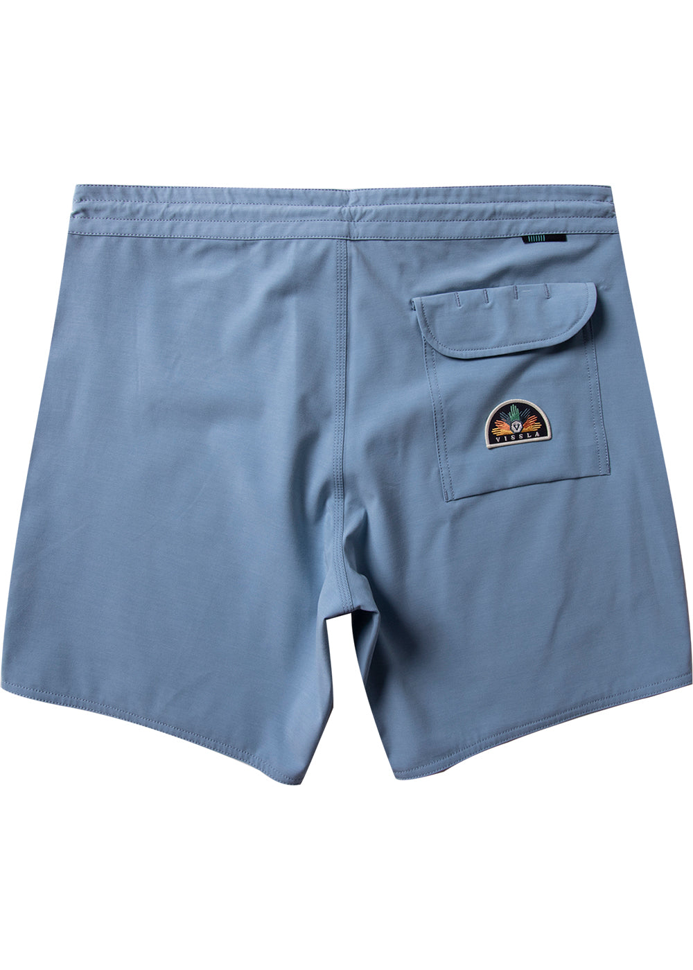 Vissla Men's cool blue Short Sets 16.5" Board short with white rope. Velcro pocket with patch. Back view