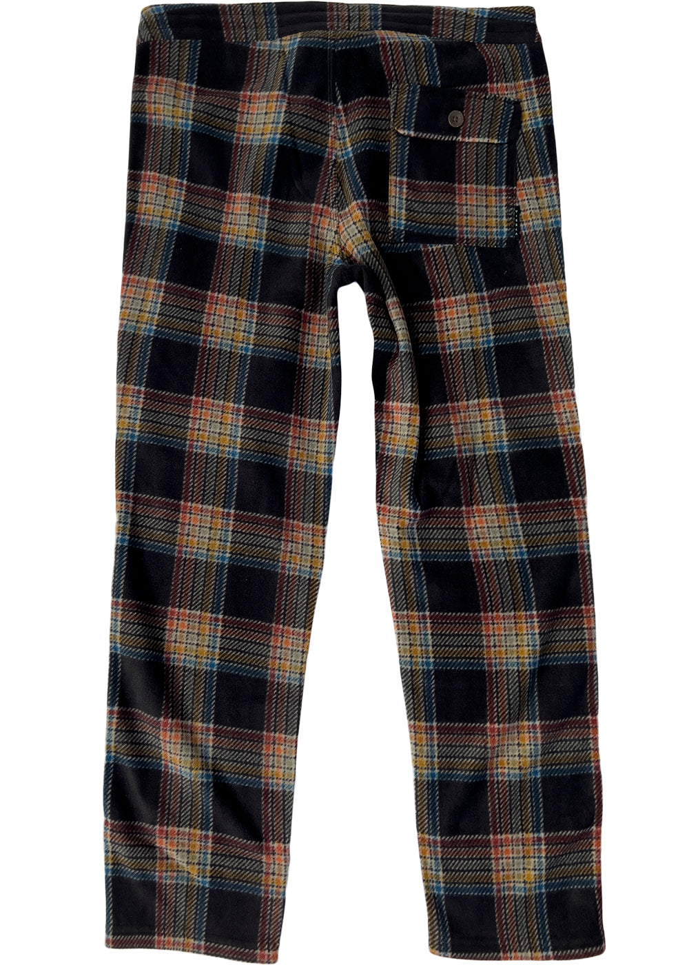 Vissla Men's black and brown plaid pants. Back view