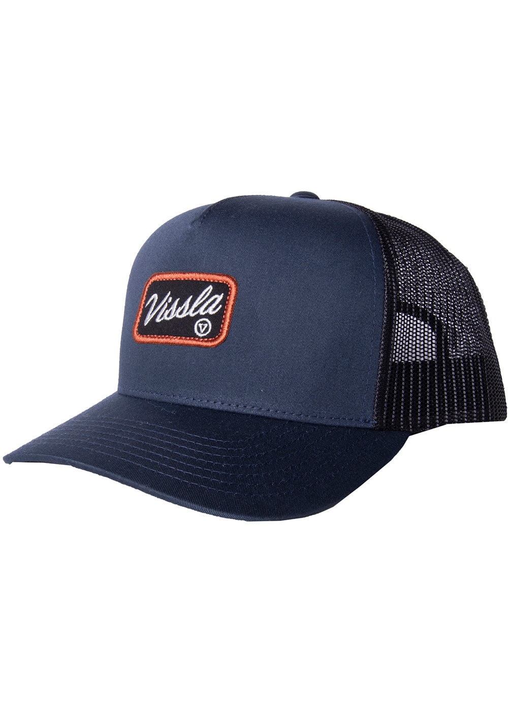 Vissla Naval Solid Sets Eco Trucker Hat with Patch Front View 