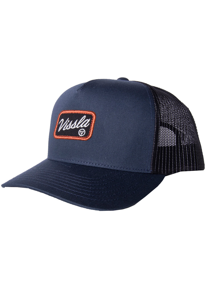 Vissla Naval Solid Sets Eco Trucker Hat with Patch Front View 