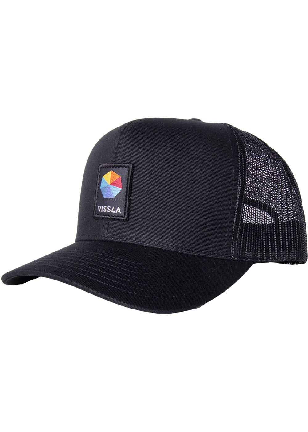 Vissla Black Spectrum Eco Trucker Hat with Patch Front View 