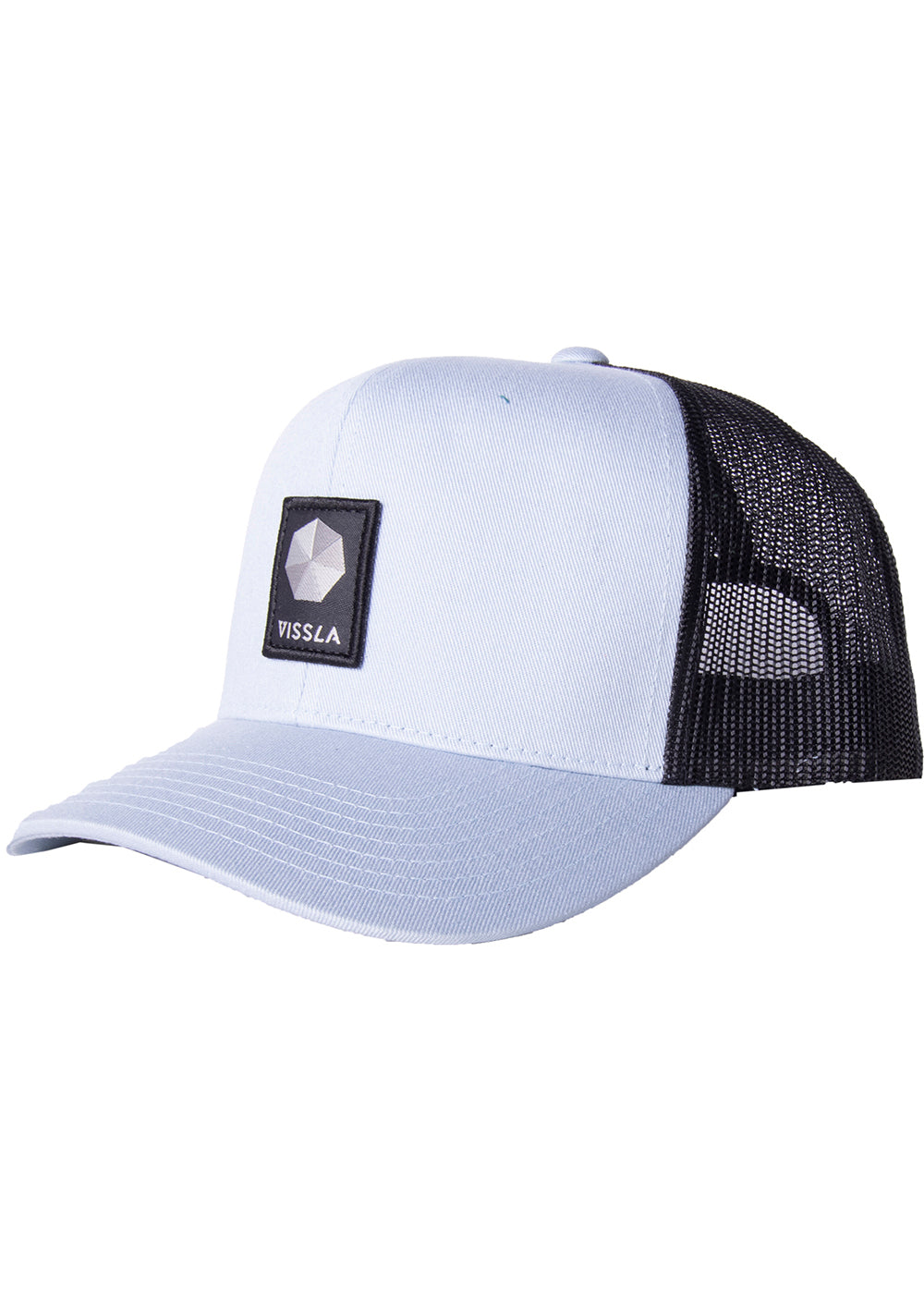 Vissla Cool Blue Spectrum Eco Trucker Hat with Patch Front View 