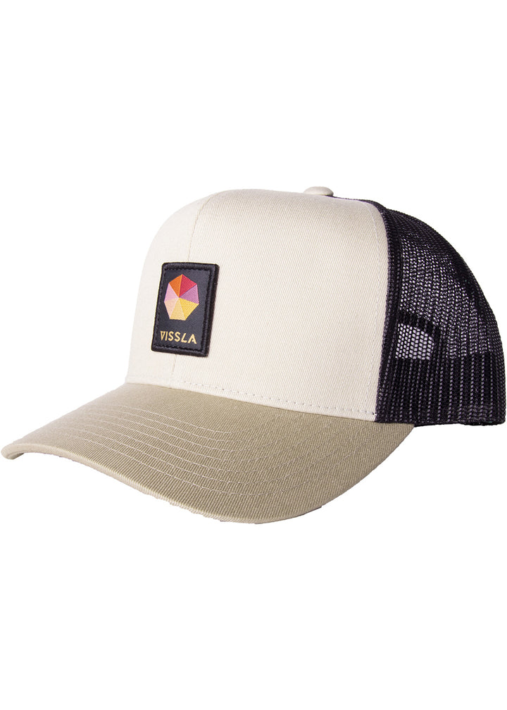 Vissla Khaki Spectrum Eco Trucker Hat with Patch Front View 