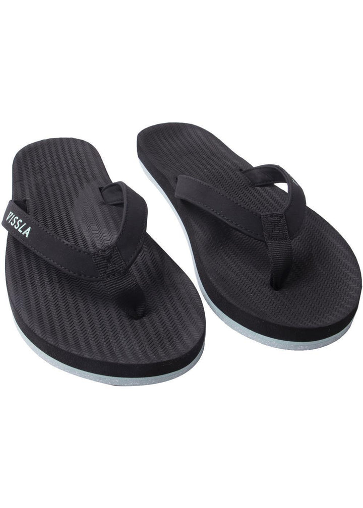 Black Vissla Sandals with a Jade Sole - Front View