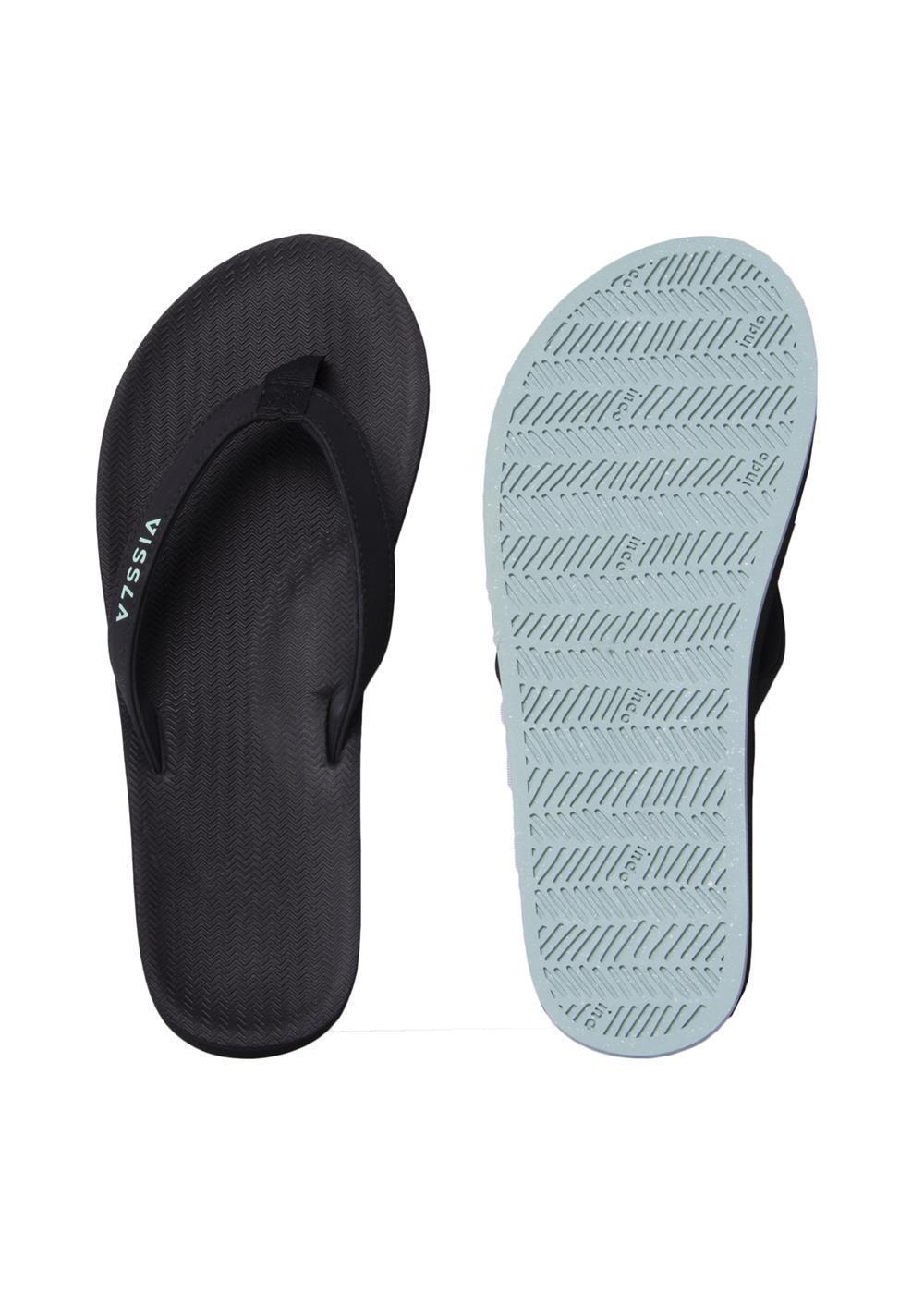 Black Vissla Sandals with a Jade Sole - Top View