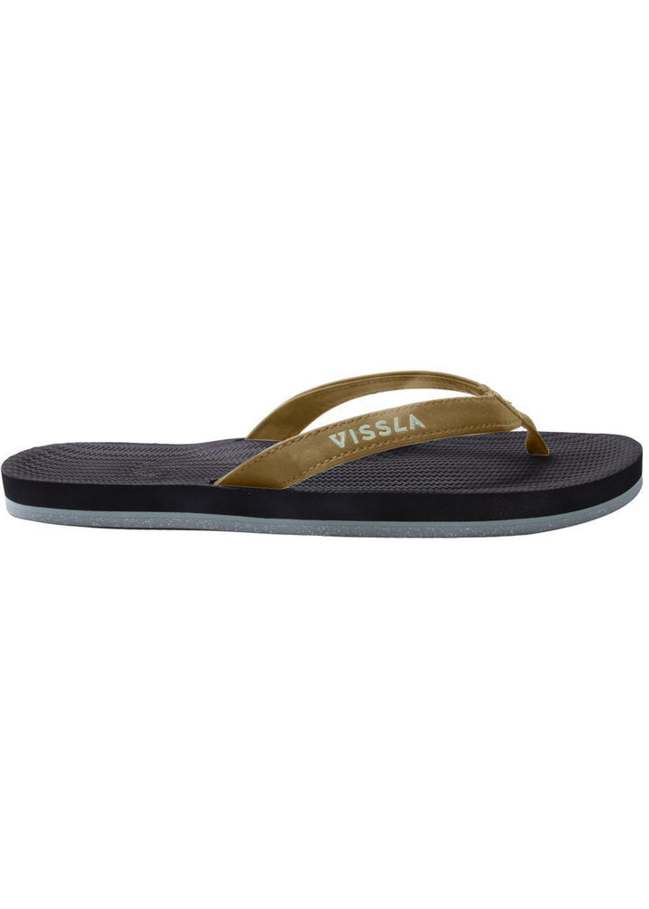 Vissla Sandals with a Black Sole, Brown Toe Thong, and White Sole - Side View