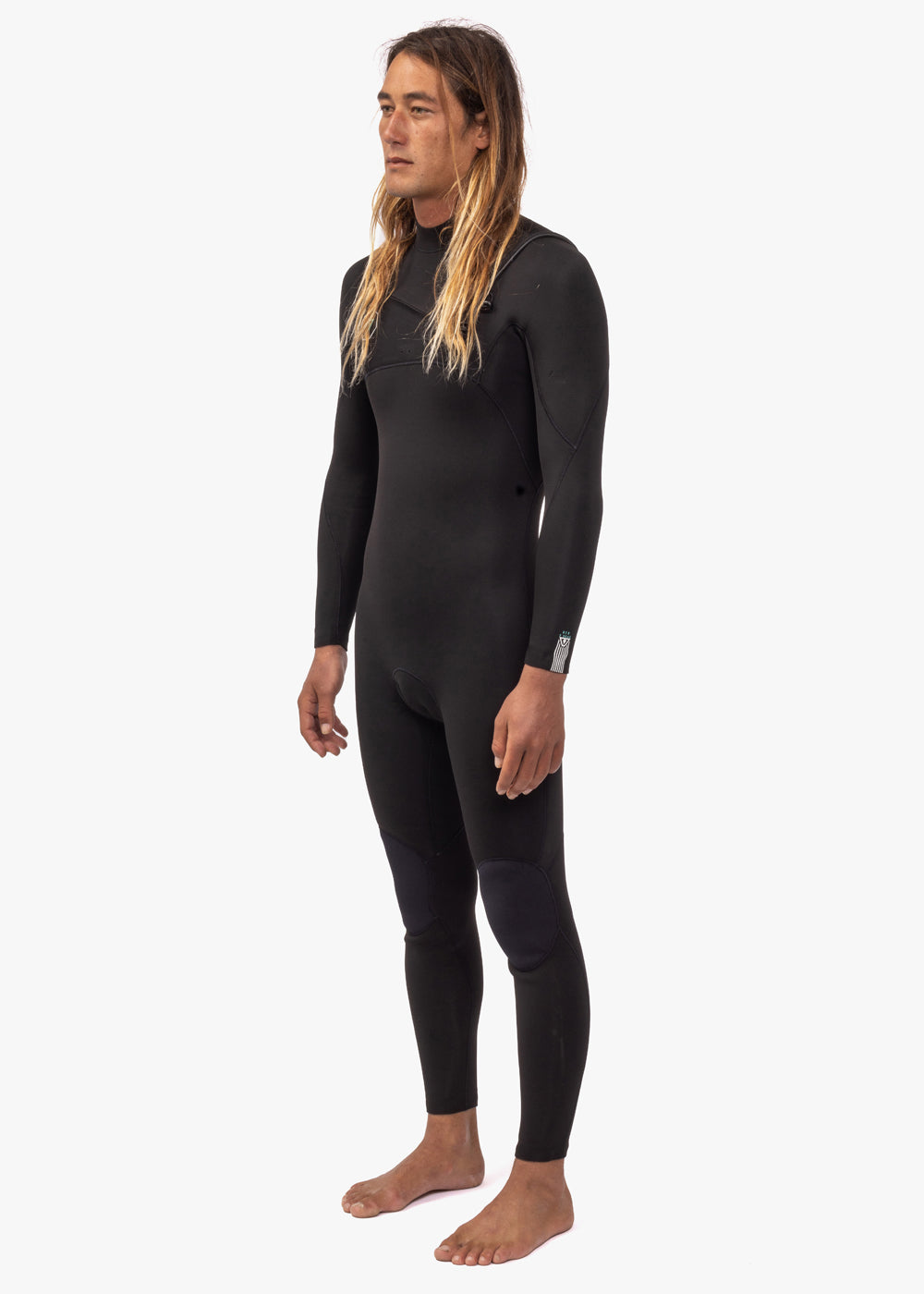 7 Seas 4-3 Full Chest Zip Wetsuit - Black with Jade Logos