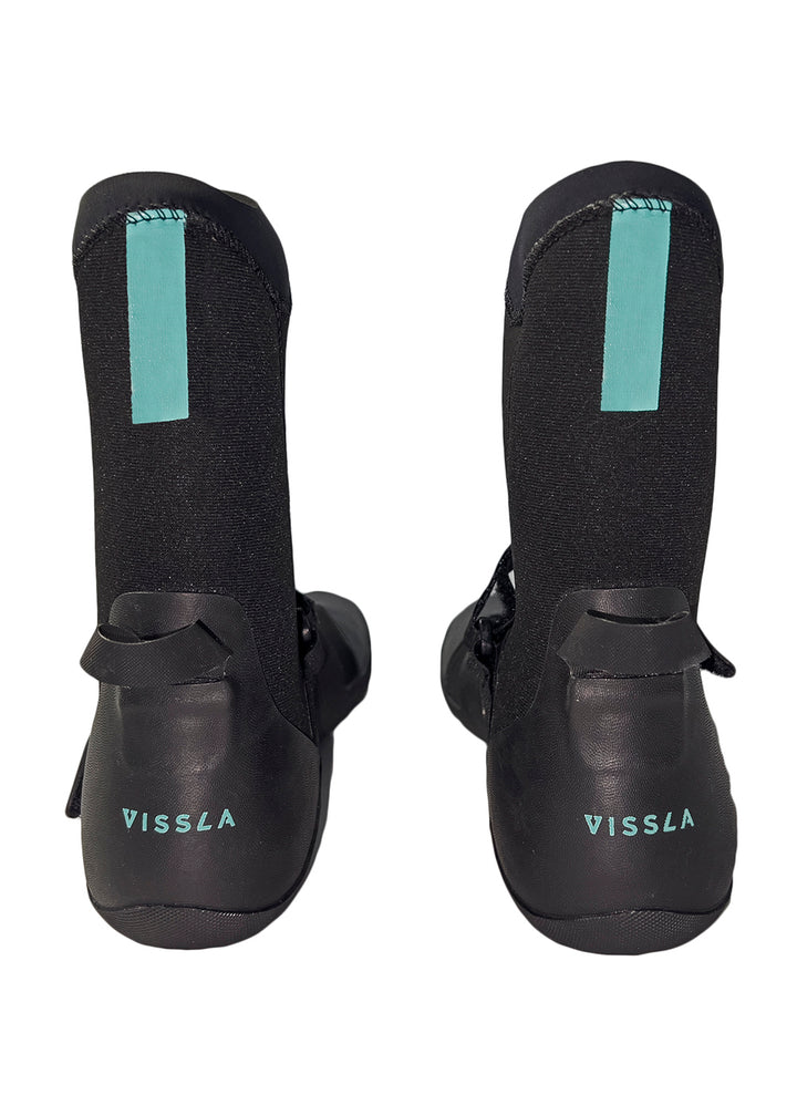 Vissla Men's Black High Seas ll 3MM Split Toe Wetsuit Booties. Back View.