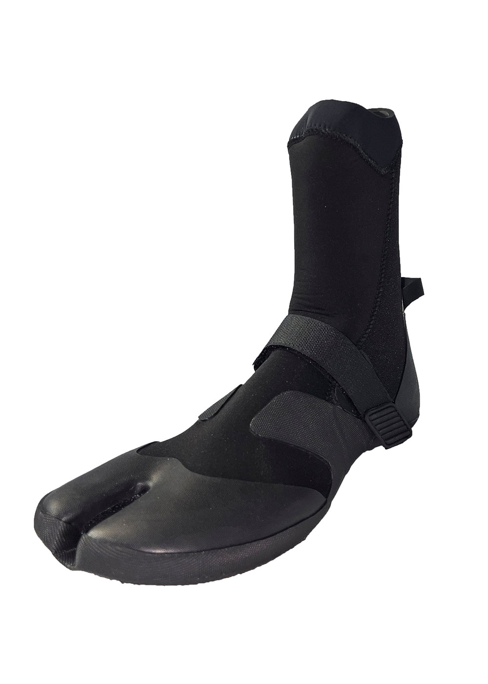 Vissla Men's Black High Seas ll 3MM Split Toe Wetsuit Booties. Side Angle View.