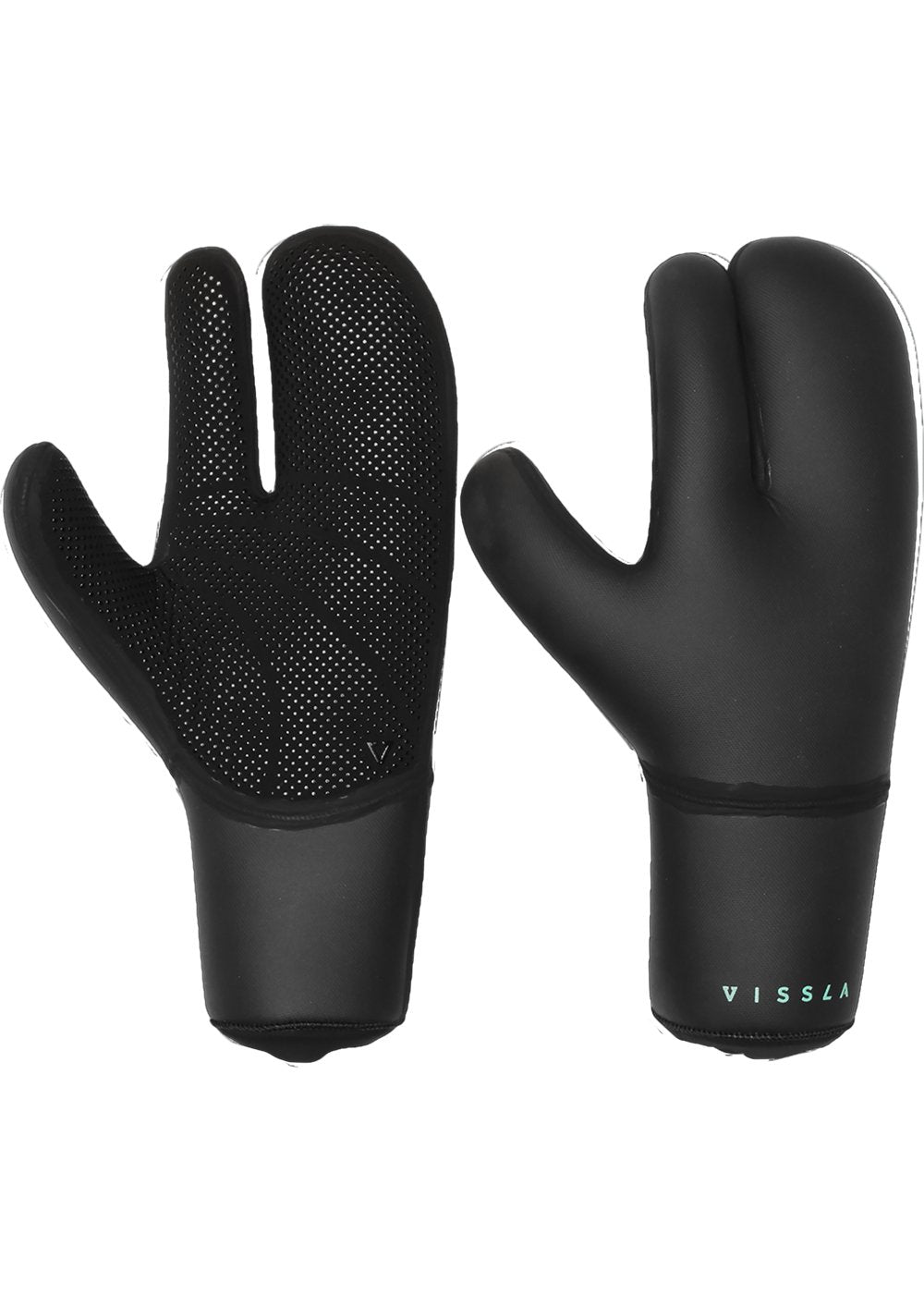 Vissla Men's Black 7 Seas 5MM Claw Wetsuit Glove. Top and Bottom View.