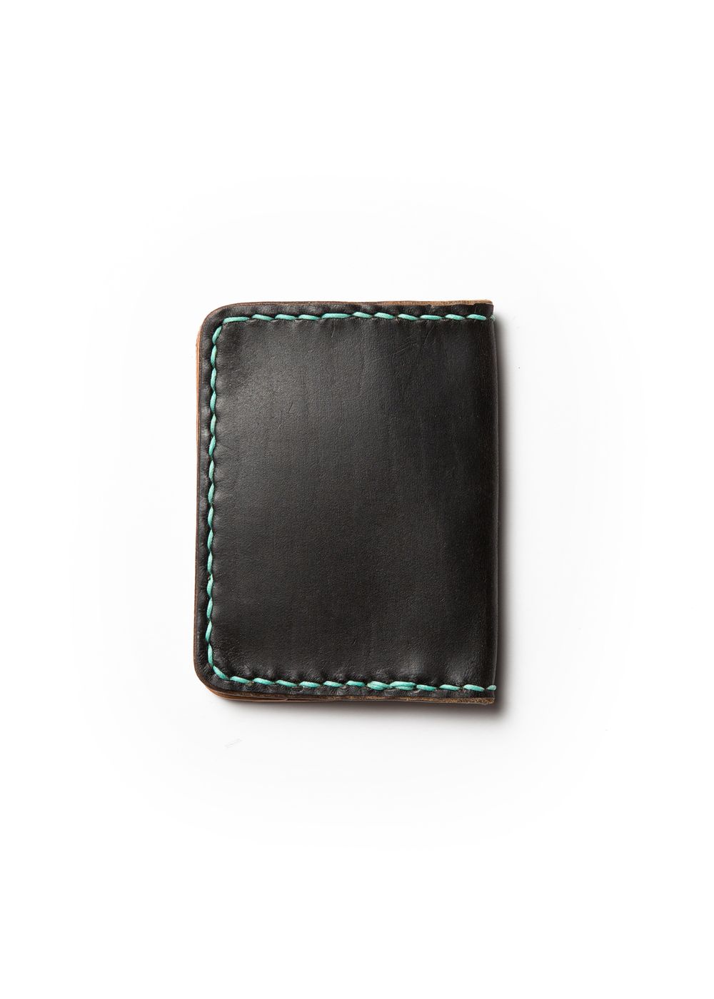 Black Leather Headlands Cash Fold Wallet with White Stiching