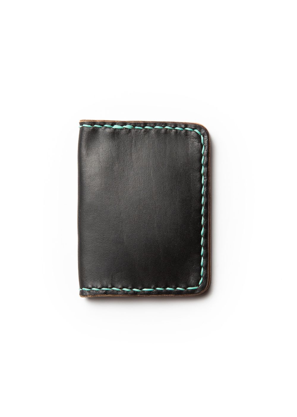 Black Leather Headlands Cash Fold Wallet with White Stiching